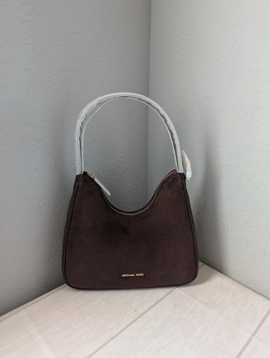 Michael Kors Handbags - NWT Michael Kors Nayla Small Suede Hobo Shoulder Bag In Nutmeg